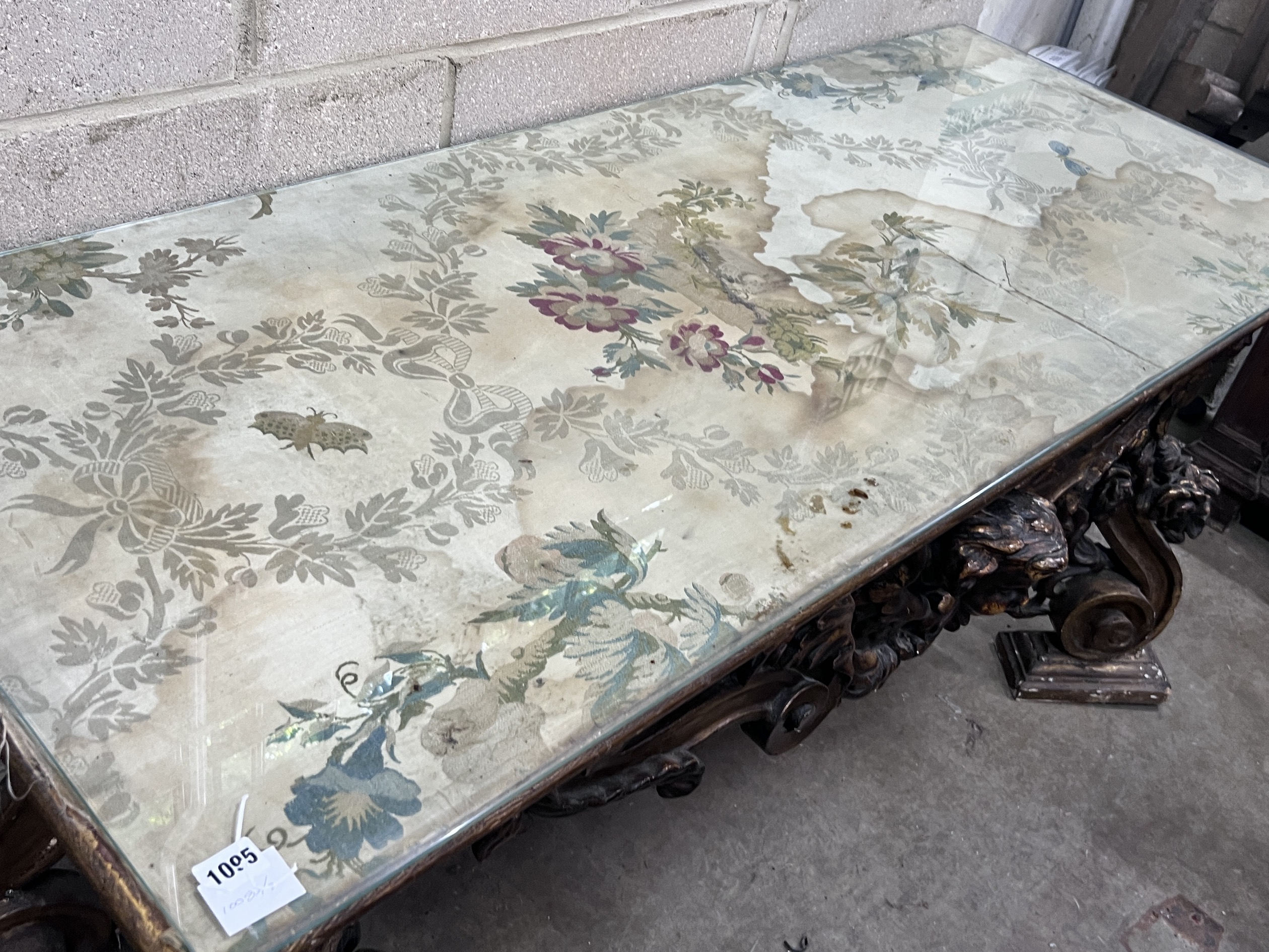 An 18th century style giltwood and composition console table, width 170cm, depth 65cm, height 82cm